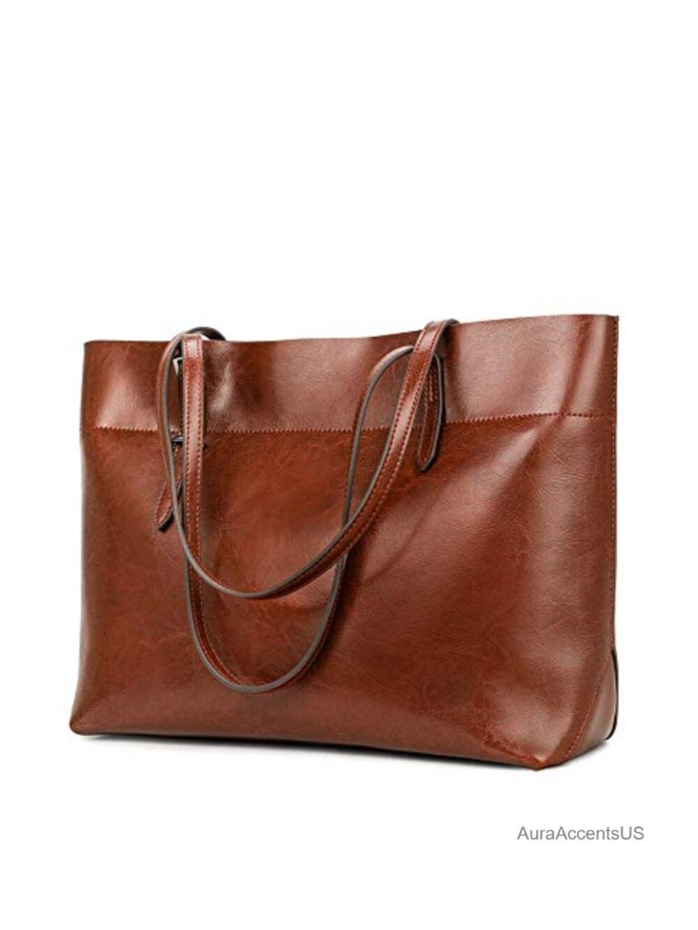 Genuine Leather Tote Bag Waxed Cowhide Satchel Shoulder Purse Large Fits 14"